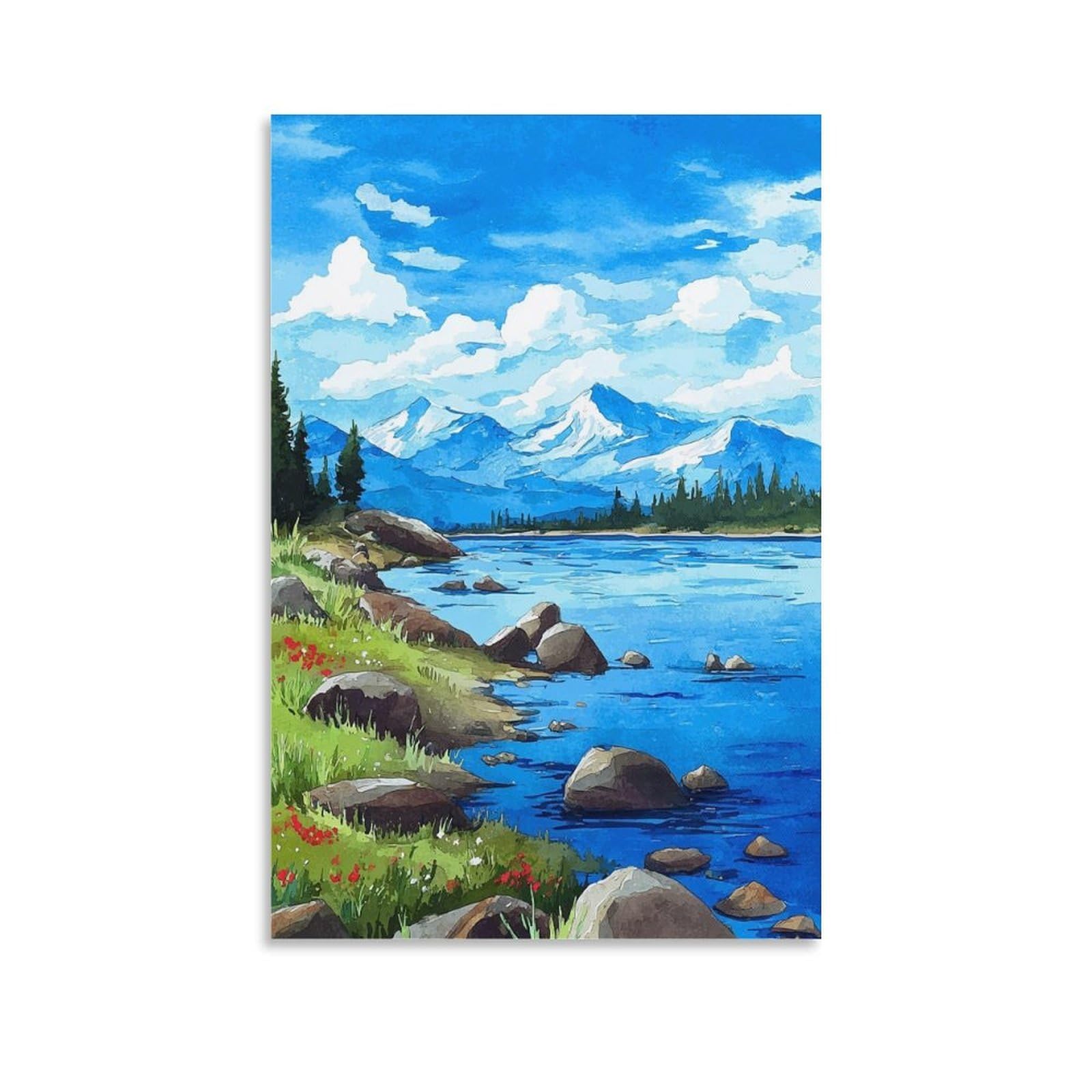 Iliamna Lake Posters 20x30inch(50x75cm) Vintage Watercolor Canvas Art