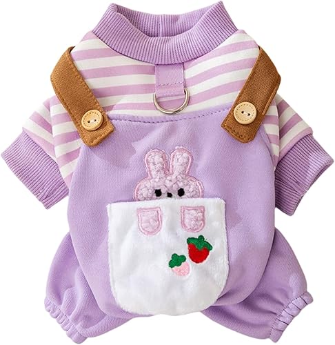 Overol para perro con diseño de rayas para mascotas, overol para perros pequeños, pantalones de otoño e invierno para perros