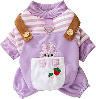 Dog Jumpsuit Pet Stripe Sweater Shirt Dog Overalls for Small Dogs Puppy Autumn-Winter Dog Pants