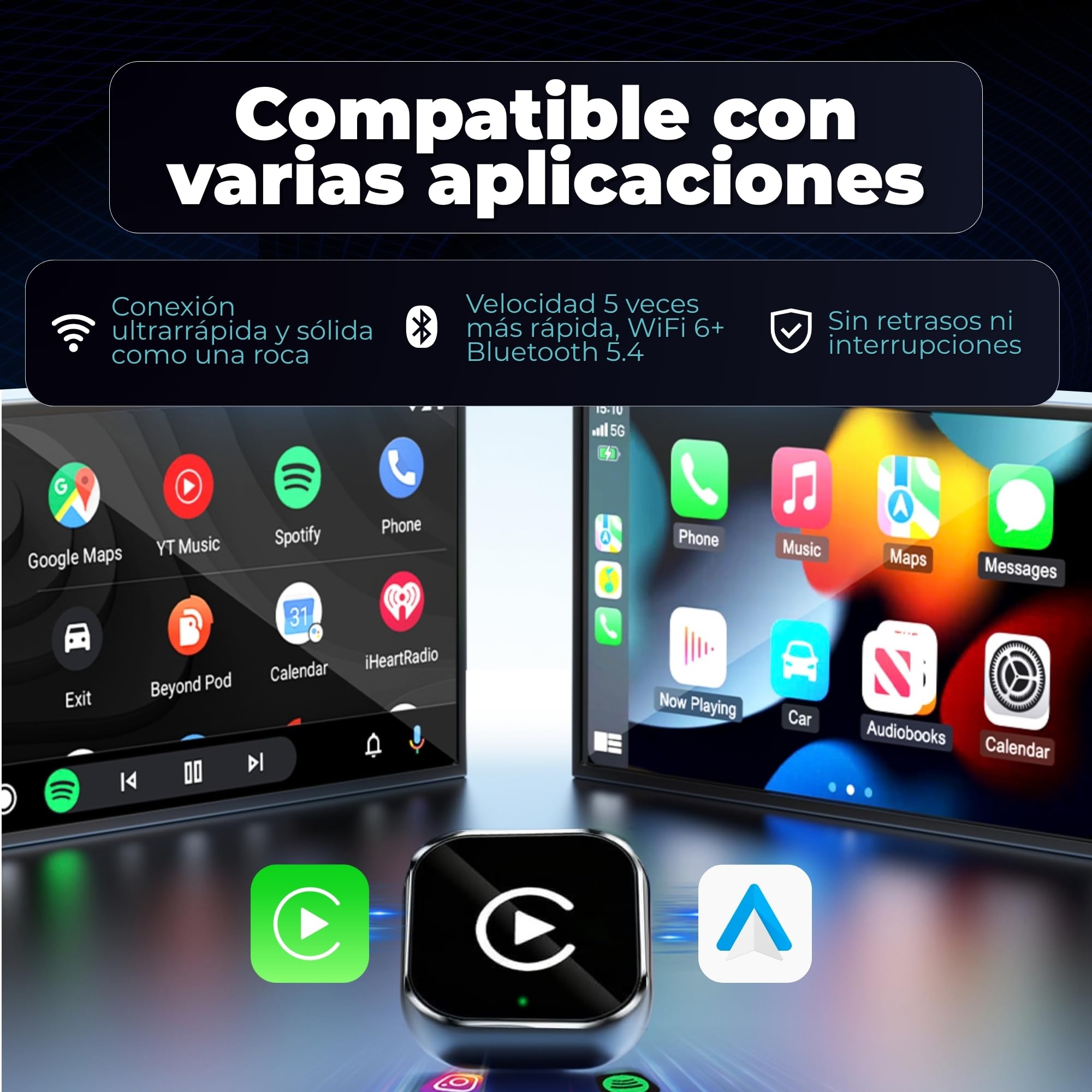 Tesorista Carplay Inalambrico 2 en 1 Mini (Versión 2026) – USB Plug & Play, Reconexión ~3 s, USB-A/USB-C y Dongle Rígido para Puertos Difíciles – Apple Carplay Inalambrico & Android Auto Inalambrico — view 5