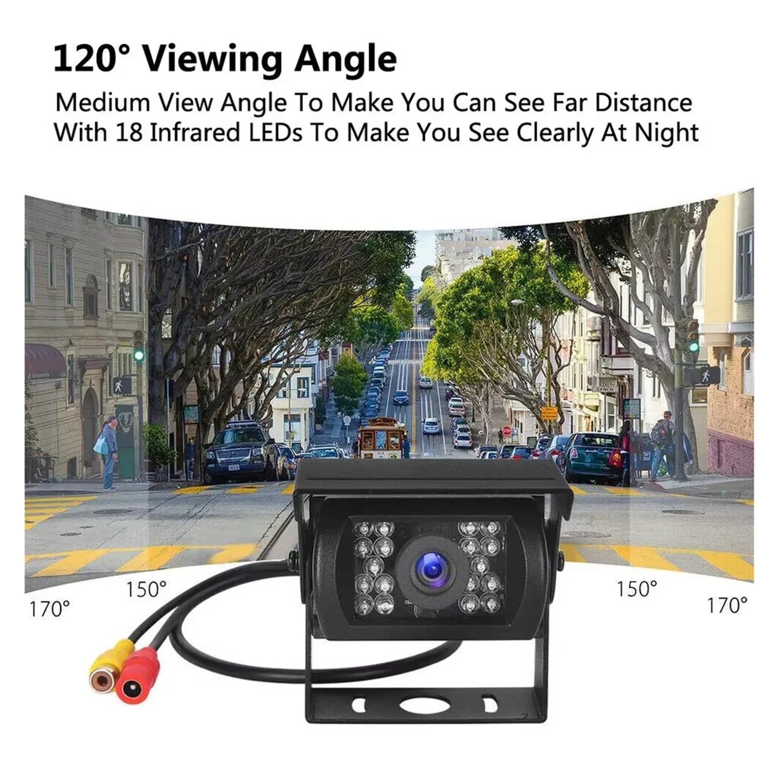Cámara Trasera Camara Cámara Visión Nocturna Infrarroja 12-24 V Autocaravana Camión Autobús Furgoneta Coche Monitor Visión Trasera 7 Pulgadas Cable AV 10 M(Monitor Only)