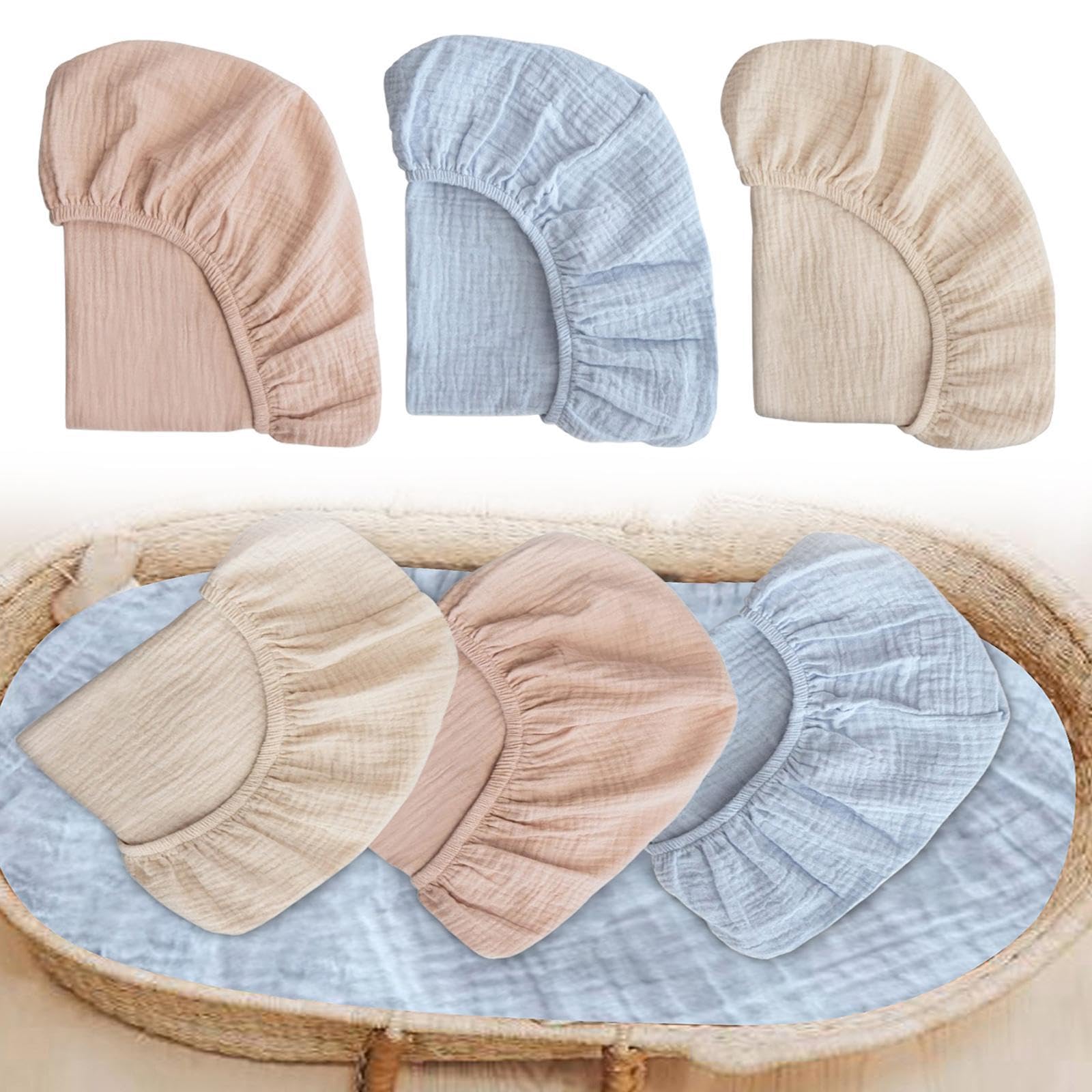 CALANDIS™ Fitted Bassinet Sheet Newborn Girl Boy for Rectangle Oval Hourglass Mattress Pink | Sheets & Sets | Nursery Bedding-image-44
