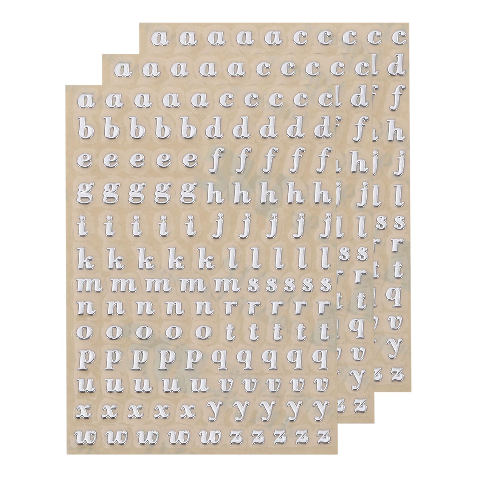 uxcell 3 Sheets 3mm/0.12inch Mini Letter Stickers, 3D Alloy Self Adhesive Lowercase A-Z Alphabet Sticker for Crafts Scrapbooking Greeting Cards Decors