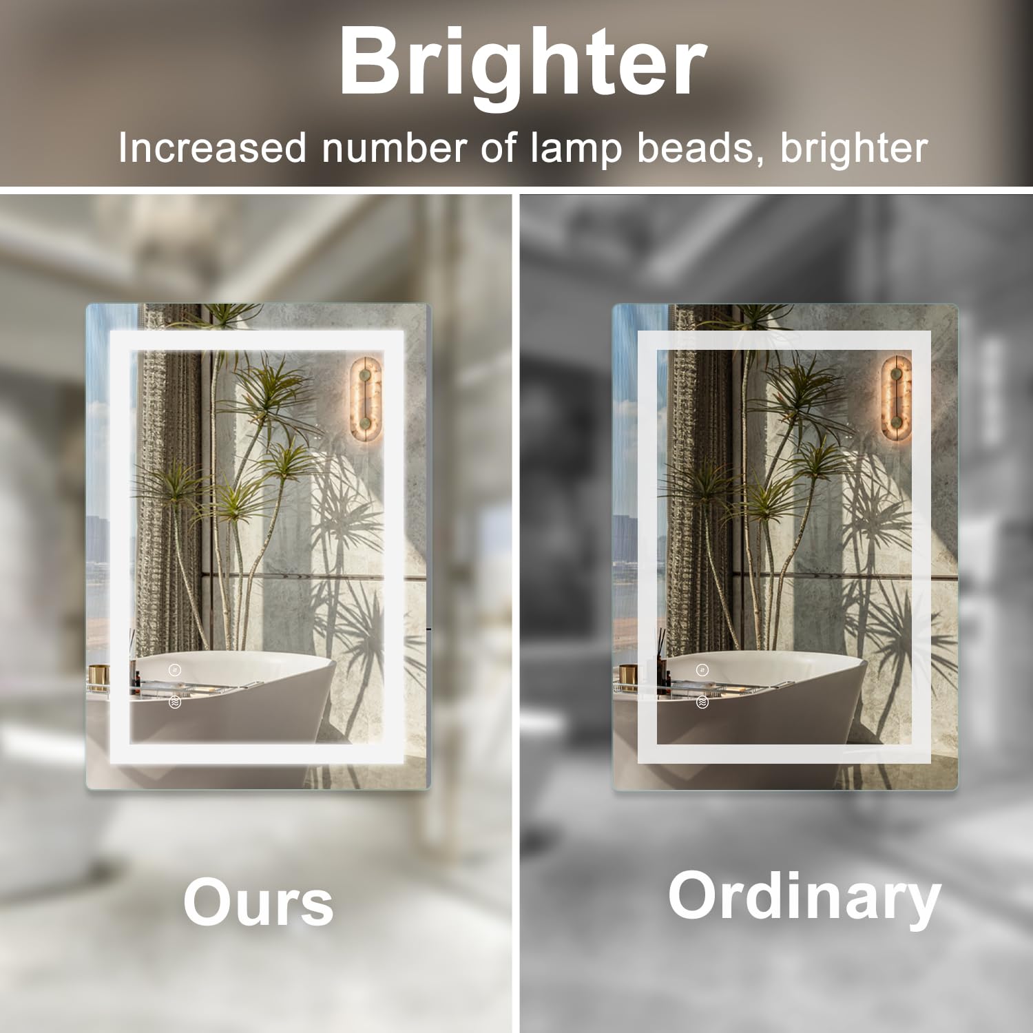 SaniteModar Specchio Bagno LED 80x100 cm | Luminosità alta e regolabile, luce bianca fredda, antiappannamento, IP44, installazione verticale/orizzontale.