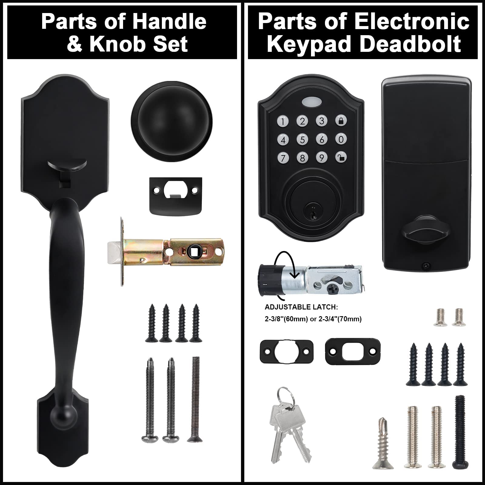 Serrure De Porte Avant Intelligente Verrou : Pêne Dormant à Empreinte Digitale NUTOMO Sans Clé Avec Poignée Et Clavier Numérique - Télécommande Alexa APP - Verrouillage Automatique - Noir