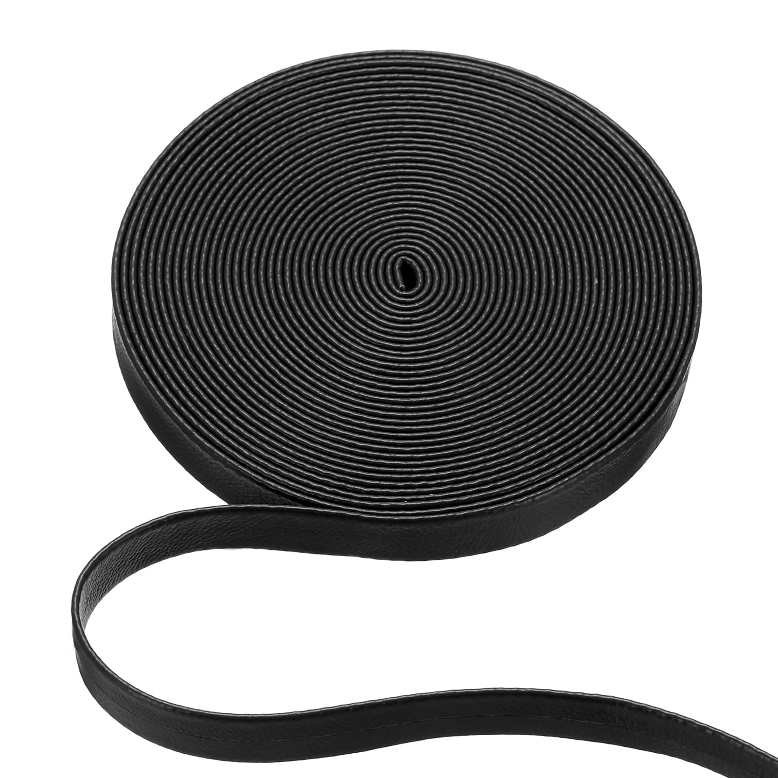 PATIKIL 5 m x 10 mm (L x W) Flat Leather Cord String, Leather Trimming Strips for Various DIY Crafts Pillows Headbands Quilts Purses Clothes, Black