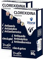 Kit 2 Sabonete Veterinário com Clorexidina 2% – Cuide da Pele do seu Pet com Carinho e Proteção 80g Antisséptico para Cães e Gatos – World Veterinária