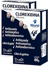 Kit 2 Sabonete Veterinário com Clorexidina 2% – Cuide da Pele do seu Pet com Carinho e Proteção 80g Antisséptico para Cães e Gatos – World Veterinária