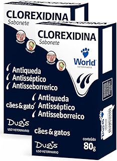 Kit 2 Sabonete Veterinário com Clorexidina 2% – Cuide da Pele do seu Pet com Carinho e Proteção 80g Antisséptico para Cães e Gatos – World Veterinária