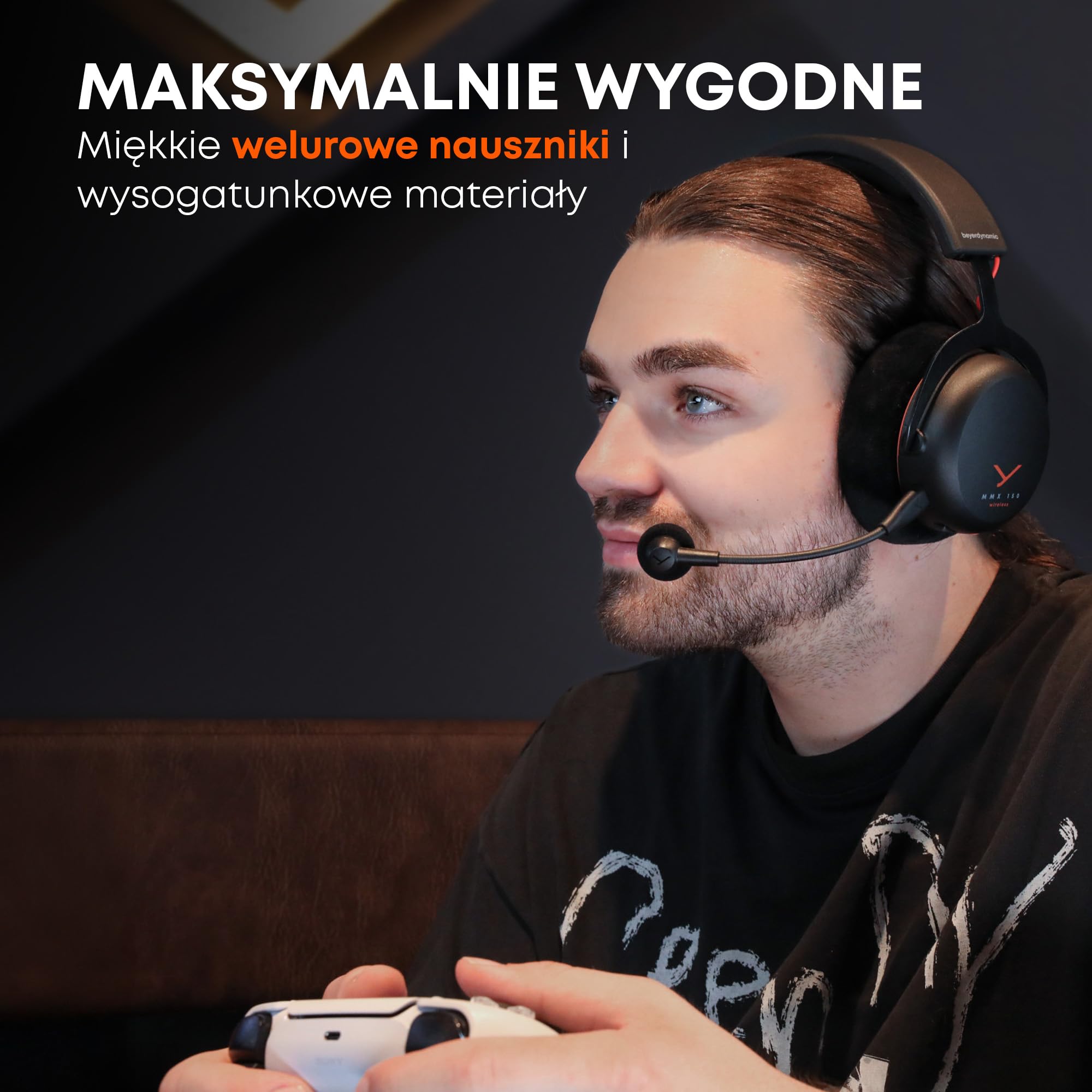 beyerdynamic MMX 150 Wireless – Bezprzewodowy zestaw słuchawkowy do gier z aplikacją do personalizacji dźwięku, welurowymi nausznikami i 50-godzinnym czasem pracy baterii w czarno