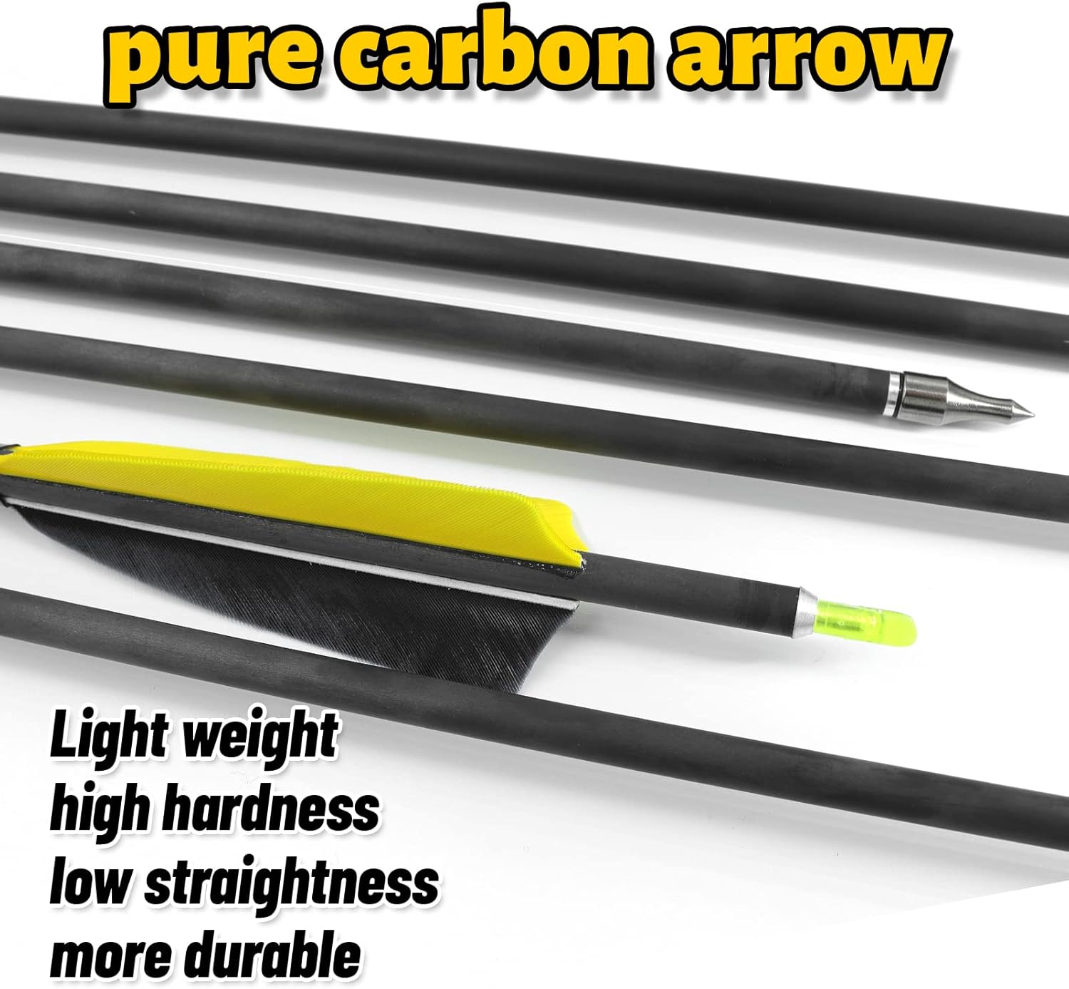 oubert 12 Pcs 28-31 Inch Archery Carbon Hunting Arrows Spine 600 Practice Arrow for Traditional Bow & Hunting Bow with Turkey Feathers for Practice Shooting in Competition