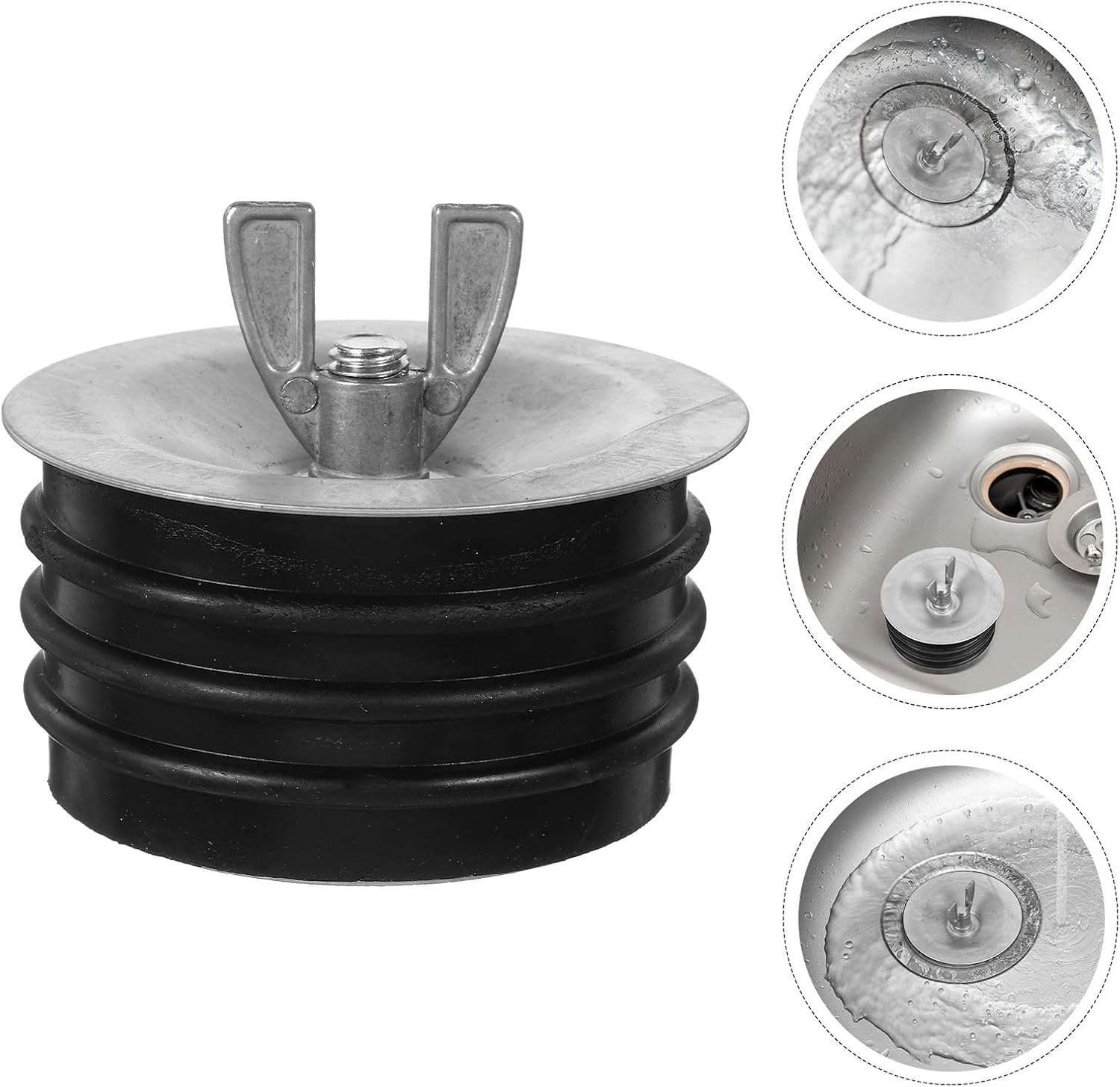 3 Inch Mechanical Test Drain Plug with Steel Expansion Pipe Plug and Black Rubber Seal, Sewer Pipe Cover for Sink Drains and Clean Out, Industrial Plumbing Fitting