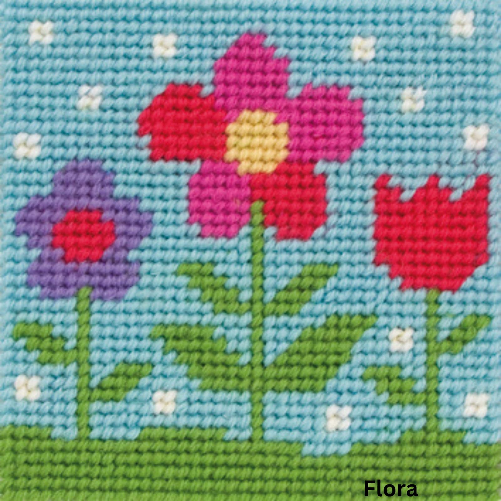 Simply Sew Crafty Flora - Tapestry Anchor 1St Kit First Cross Stitch, Long Stitch, Tapestry - Children First Sewing Learner Fabric Kit (Flora)