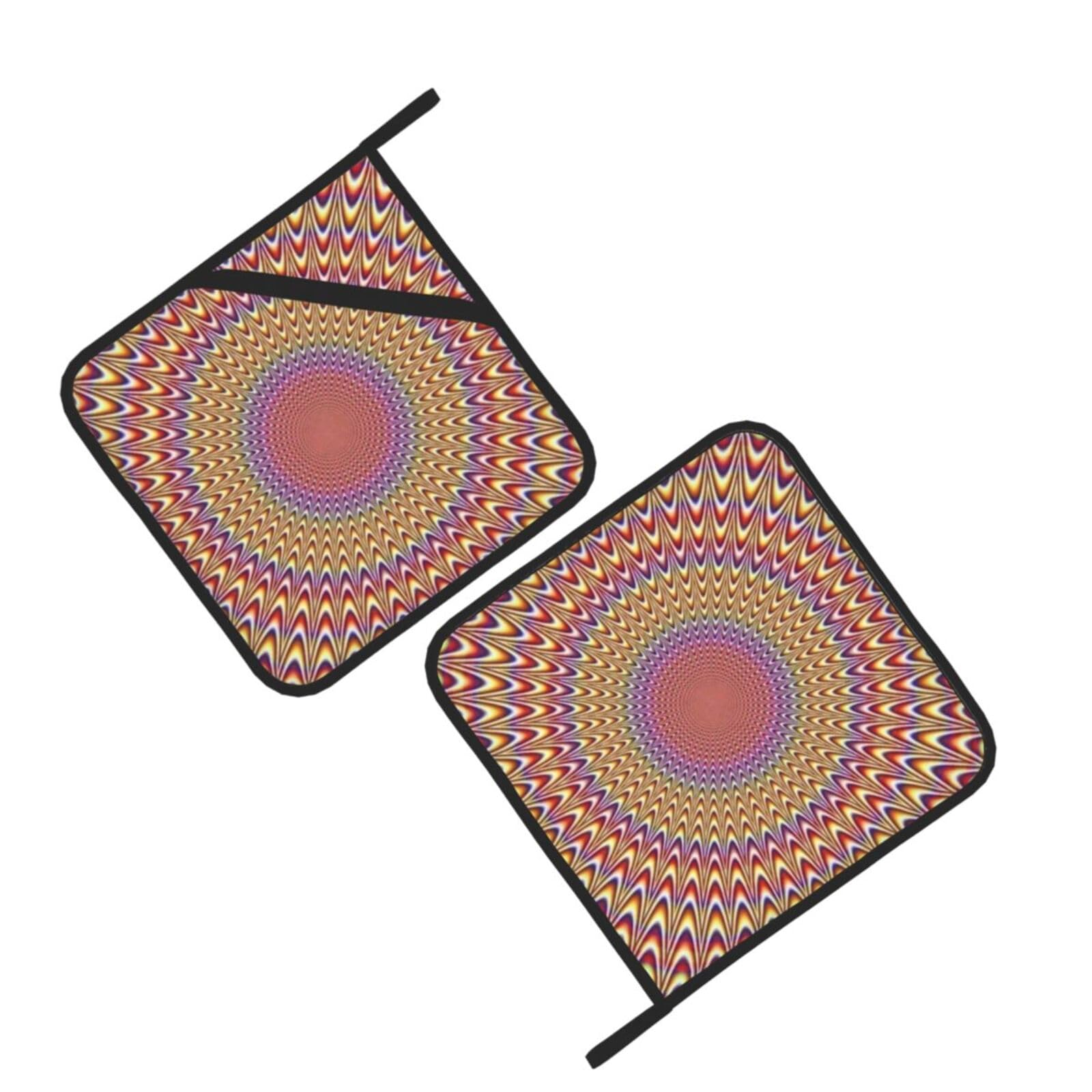spiral optical illusion Printed Oven Pot Holders Set of 2 Pcs Heat Resistant Kitchen Microwave Potholders for Cooking Baking Grilling