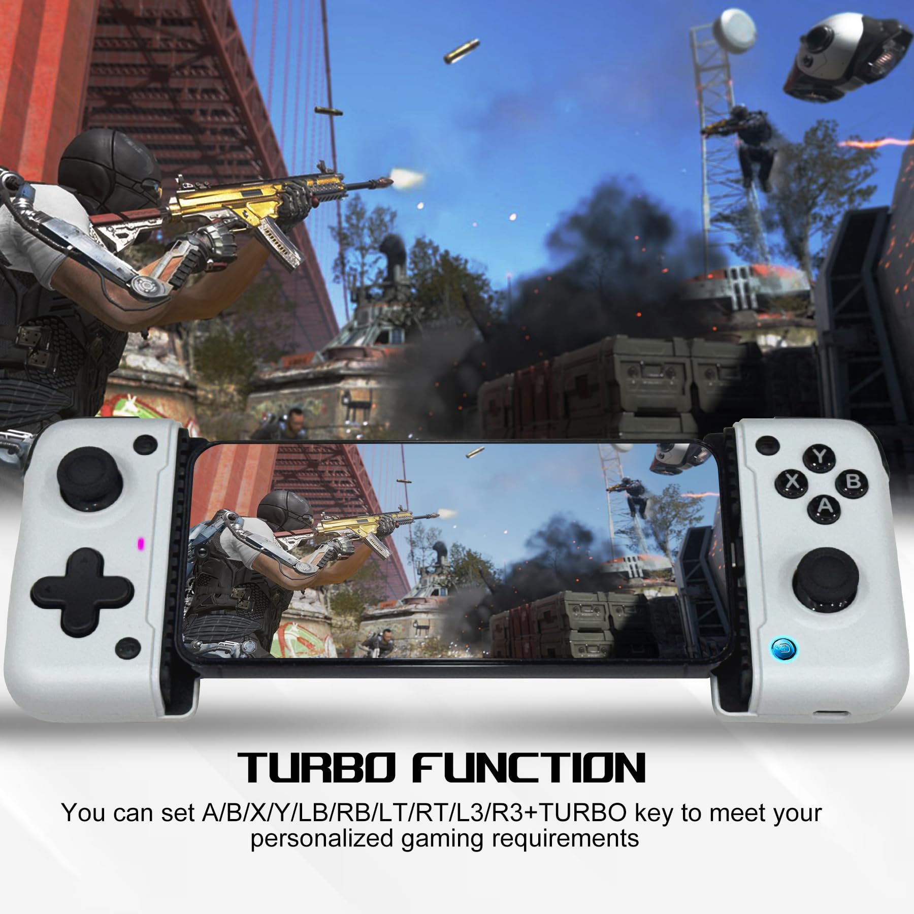 Koiiko USB C Mobile Gaming Controller für Android & iPhone 17/16/15 Series, Type-C Phone Game Gamepad Joysticks with Hall Trigger/Turbo/Back keys, Play Xbox Cloud Game, PS Remote Play, CODM