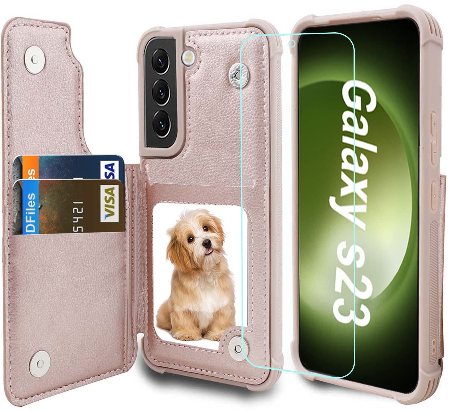 VANAVAGY Wallet Case Compatible for Samsung Galaxy S23,RFID Block Leather Flip Folio Phone Case Fits Magnetic Car Mount wi...