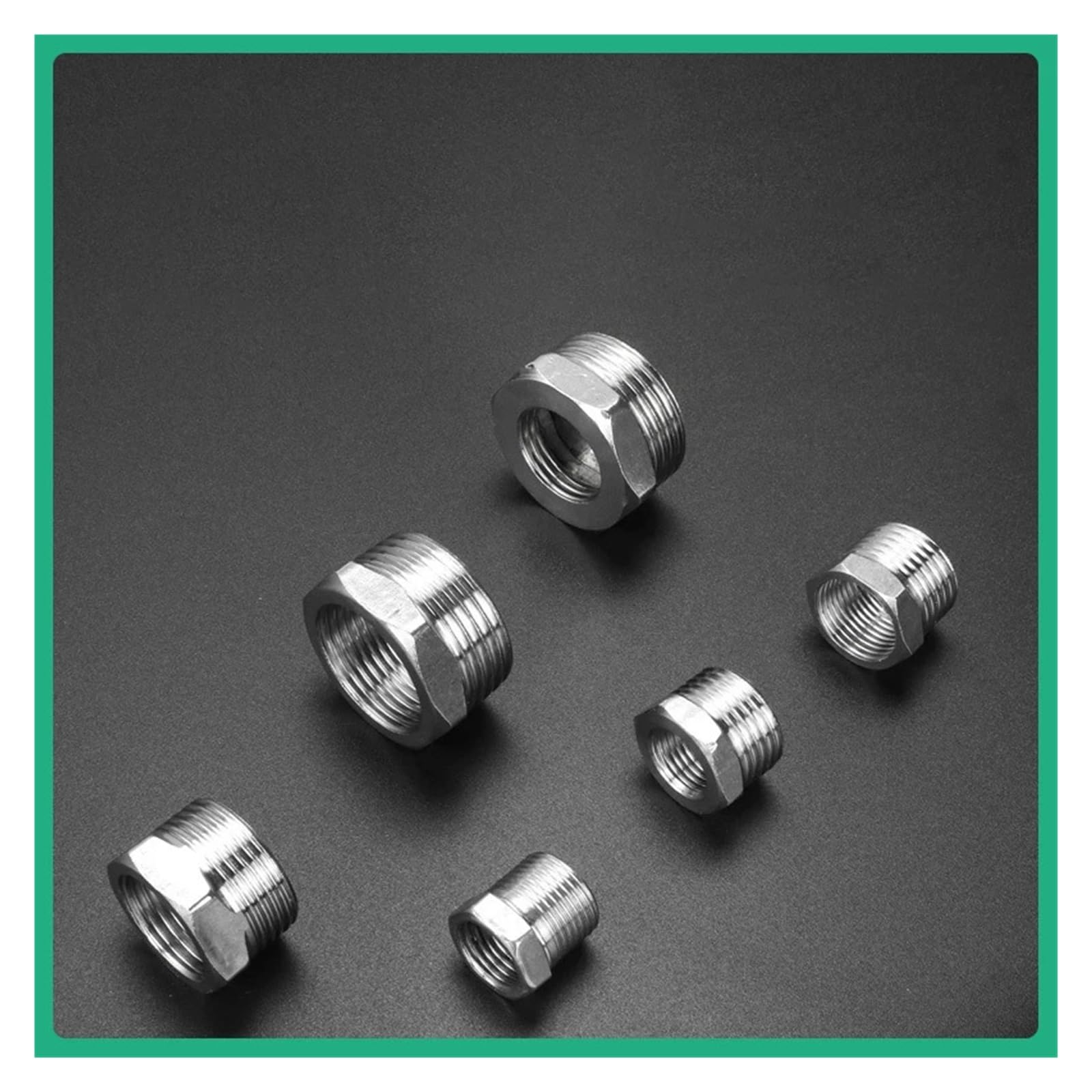 Buje reductor cónico de acero inoxidable, macho a hembra, 1/4 ", 3/8", 1/2 ", 3/4", accesorio de tubería con rosca BSPT for tubería de agua, Gas y petróleo(H,50 Pcs)