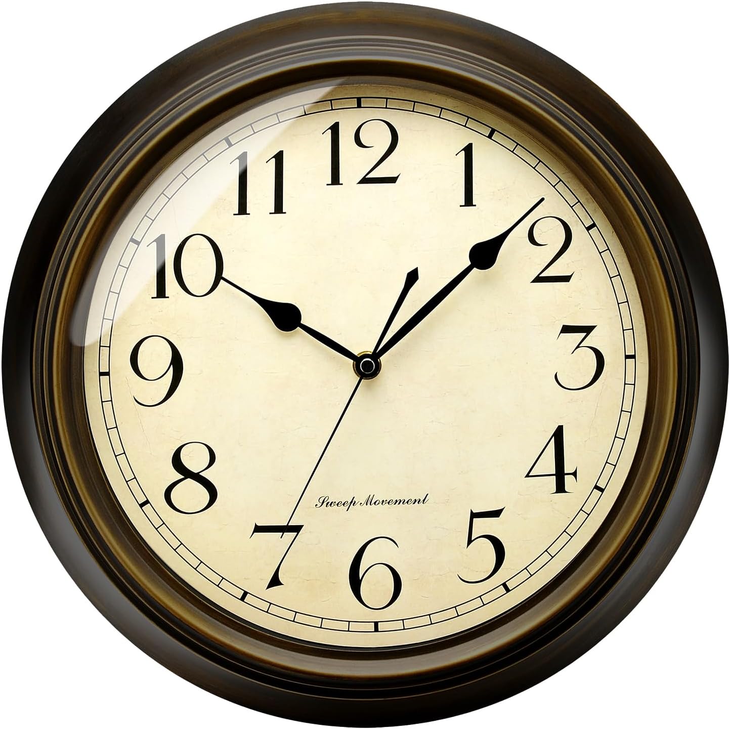 Plumeet Retro Wall Clock 13'' Non Ticking Classic Silent Metal Wall Clocks Decorative Kitchen Living Room Bedroom - Battery Operated (13'', Arabic Numerals)