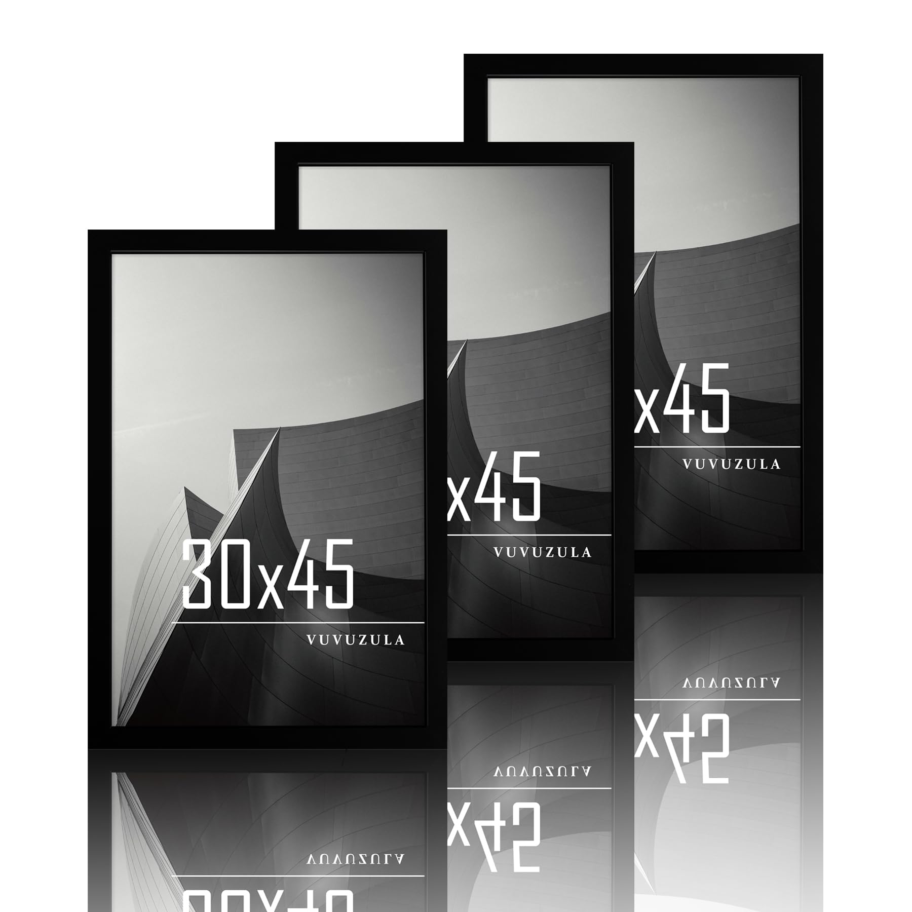 VUVUZULA Picture Frame 30 x 45 cm Black Wood Photo Frame 12 x 18 Inch Wooden Frame MDF Frame 30 x 45 cm Set of 3