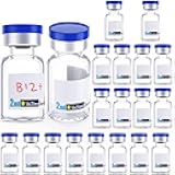 Ks-Tek 20pcs Sterile Empty Vial,Sample Vials with Self Healing Injection Port and Flip Off Cover,Borosilicate Injection Glass Bottle Individually Packing (Transparent, 2ml)