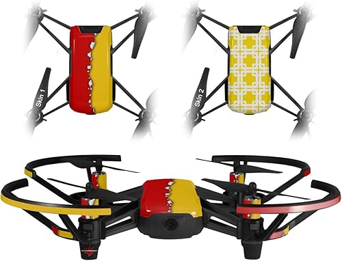 Skin Decal Wrap Pack 2 para DJI Ryze Tello Drone Ripped Colors Red Yellow Drone NO Incluido