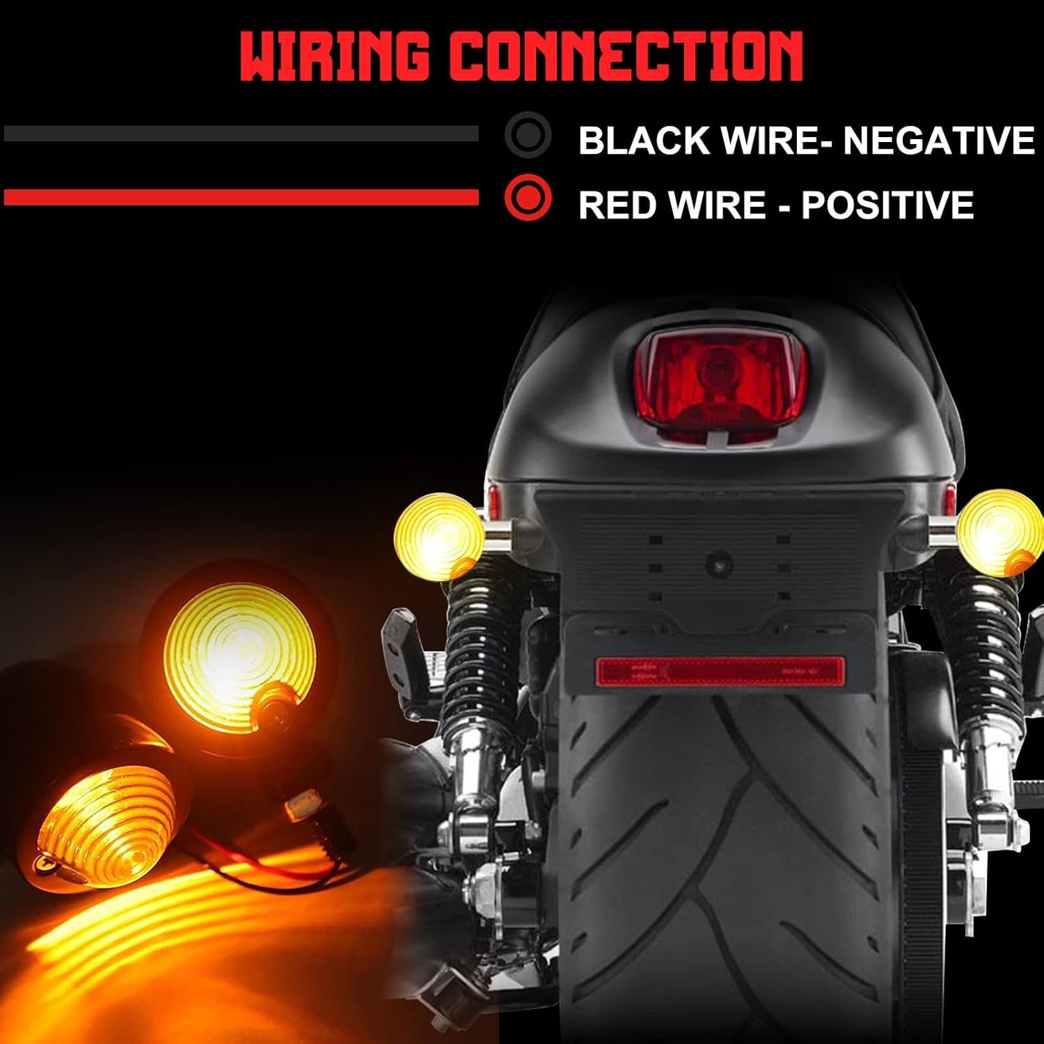 INNOGLOW Motorcycle 4PCS Turn Signal Lights Amber Universal Incandescent Lens Indicators Blinkers Lights for Custom Suzuki Kawasaki Harley Davidson Choppers Cruisers