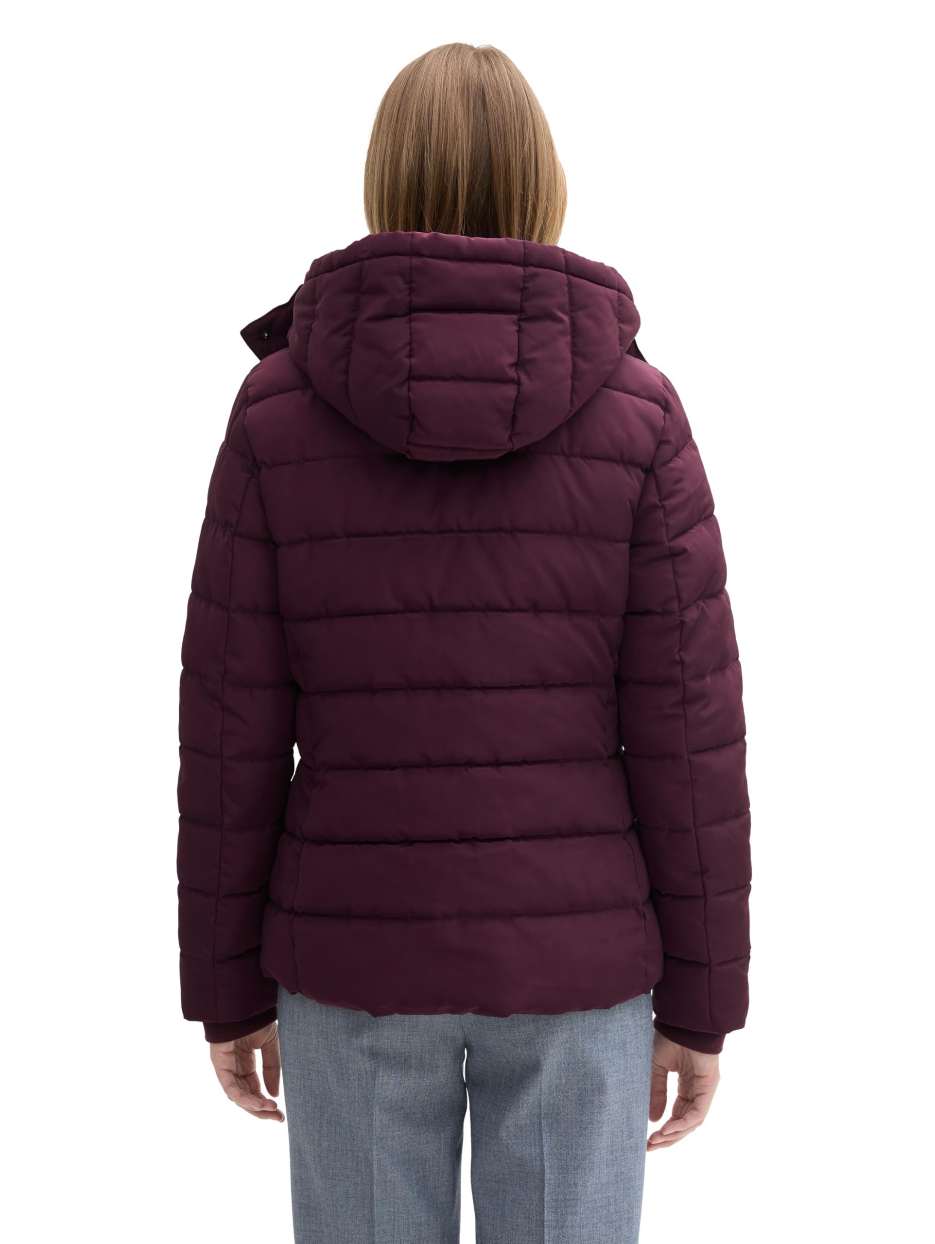 Tom Tailor Damen Steppjacke mit Abnehmbarer Kapuze, 35796 - BlackBerry, S – Ansicht 2