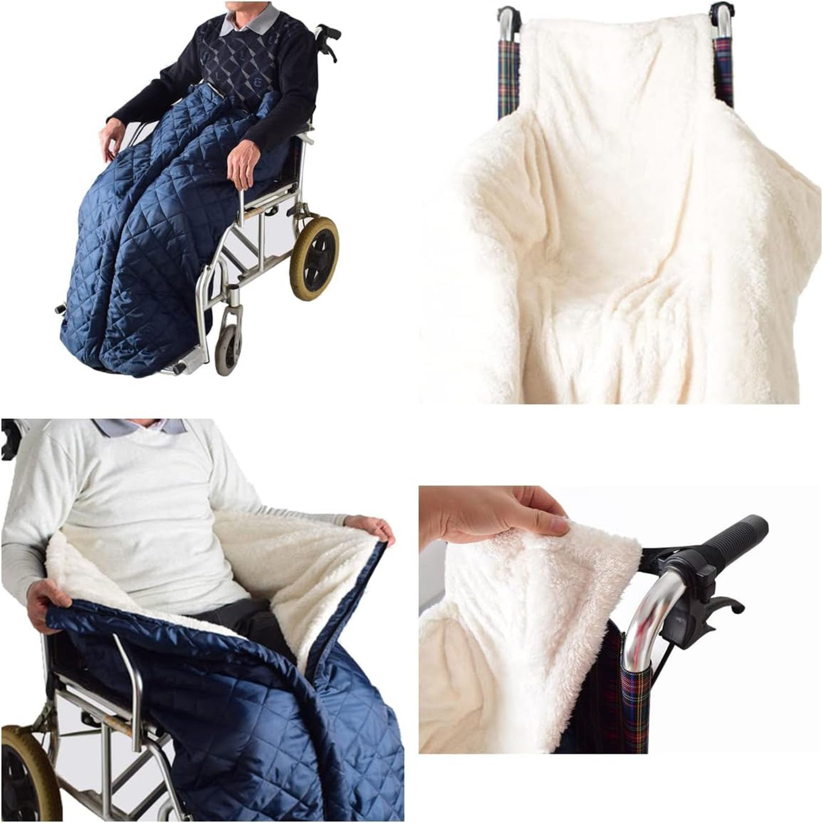 Manta para silla de ruedas para ancianos, funda cálida con forro polar para silla de ruedas, mantiene el calor para piernas y pies, funda para silla de ruedas para adultos