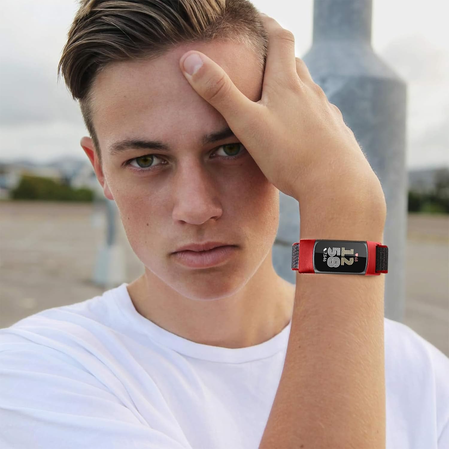 10 Pack Sport Loops Band Compatible with Fitbit Charge 6/ Charge 5 Bands Nylon for Women Men, Replacement Charge 6 Charge 5 Straps, Breathable Fabric Sport Wristband