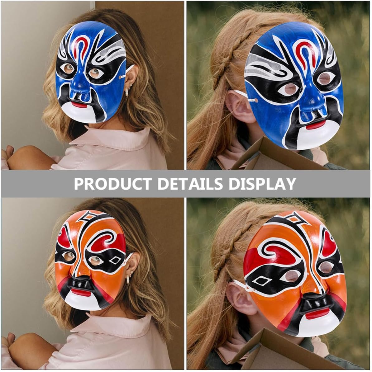 Chinese Opera Mask Wall Decoration 2pcs Gypsum Decorative Accent