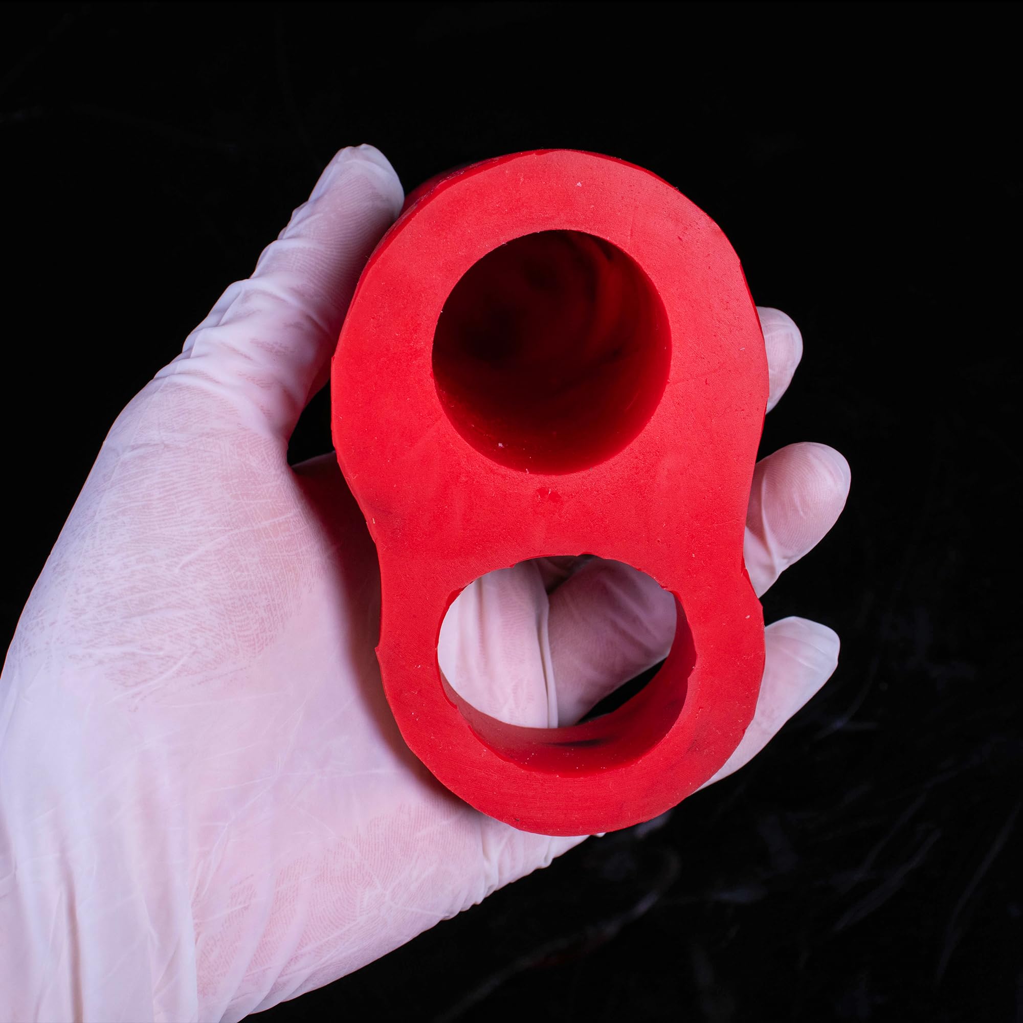 Guaina di estensione in silicone a forma di cavallo per pene maschile con fibbia estensibile per aumentare la lunghezza e la circonferenza (rosso)