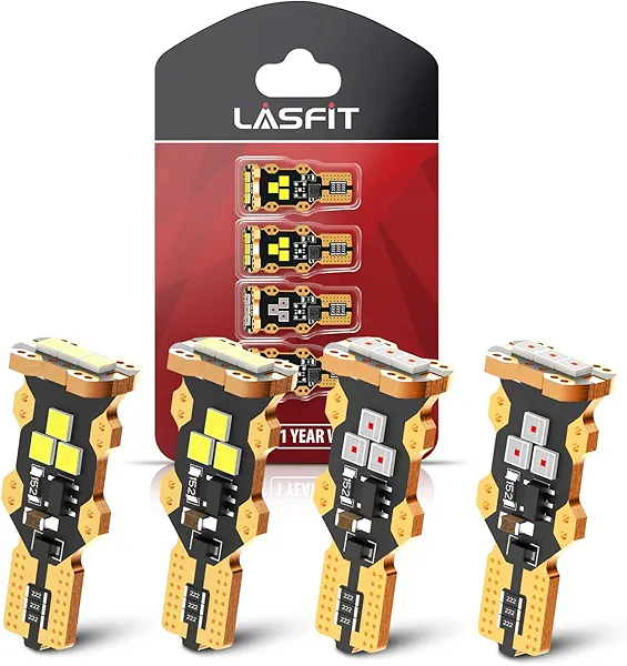 LASFIT 921 912 LED Bulbs Backup Reverse Light Cargo Light High Mount Stop 3rd Brake Light Combo, Canbus White Red Kit for RAM 1500 Silverado F150 Sierra, 6000K, Non-Polarity, 4 Pcs