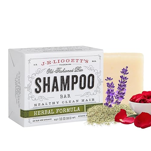 J·R·LIGGETT'S Barra de champú – Fórmula de hierbas, champú en barra totalmente natural para cabello con aceite de coco y aceite de ricino, sin