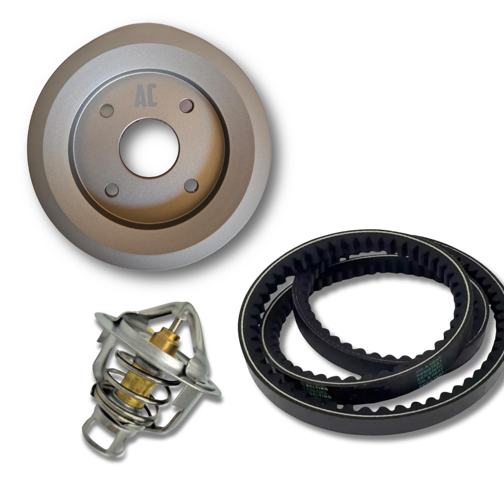 Kit Polea reducida + 2 correas + termostato africano 76,5 grados compatible con nissan patrol rd28 rd28t rd28ti 160 260 Y60 Y61