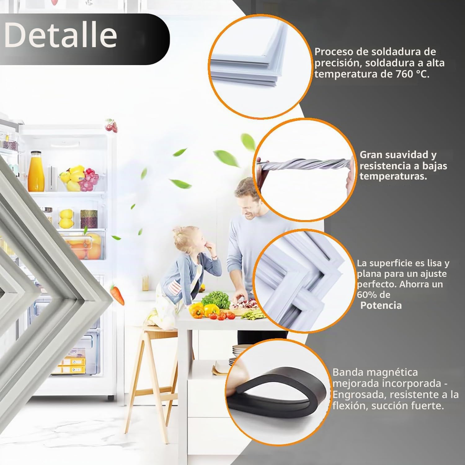 Junta De Goma Magnética para Puerta De Refrigerador o Congelador Universal Personalizar