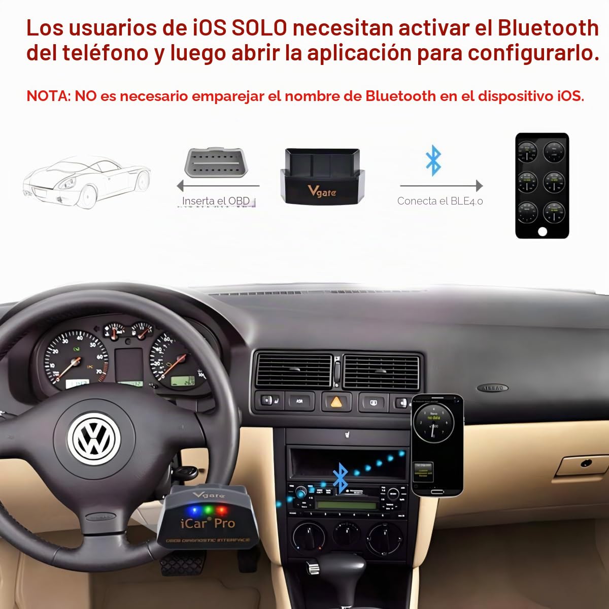 Vgate iCar Pro Bluetooth 4.0 (BLE) OBD2 Fault Code Reader OBDII Code Scanner Car Check Engine Light para iOS/Android | Lector de código de falla, OBDII, luz de comprobación de motor de coche, compatible con iOS/Android