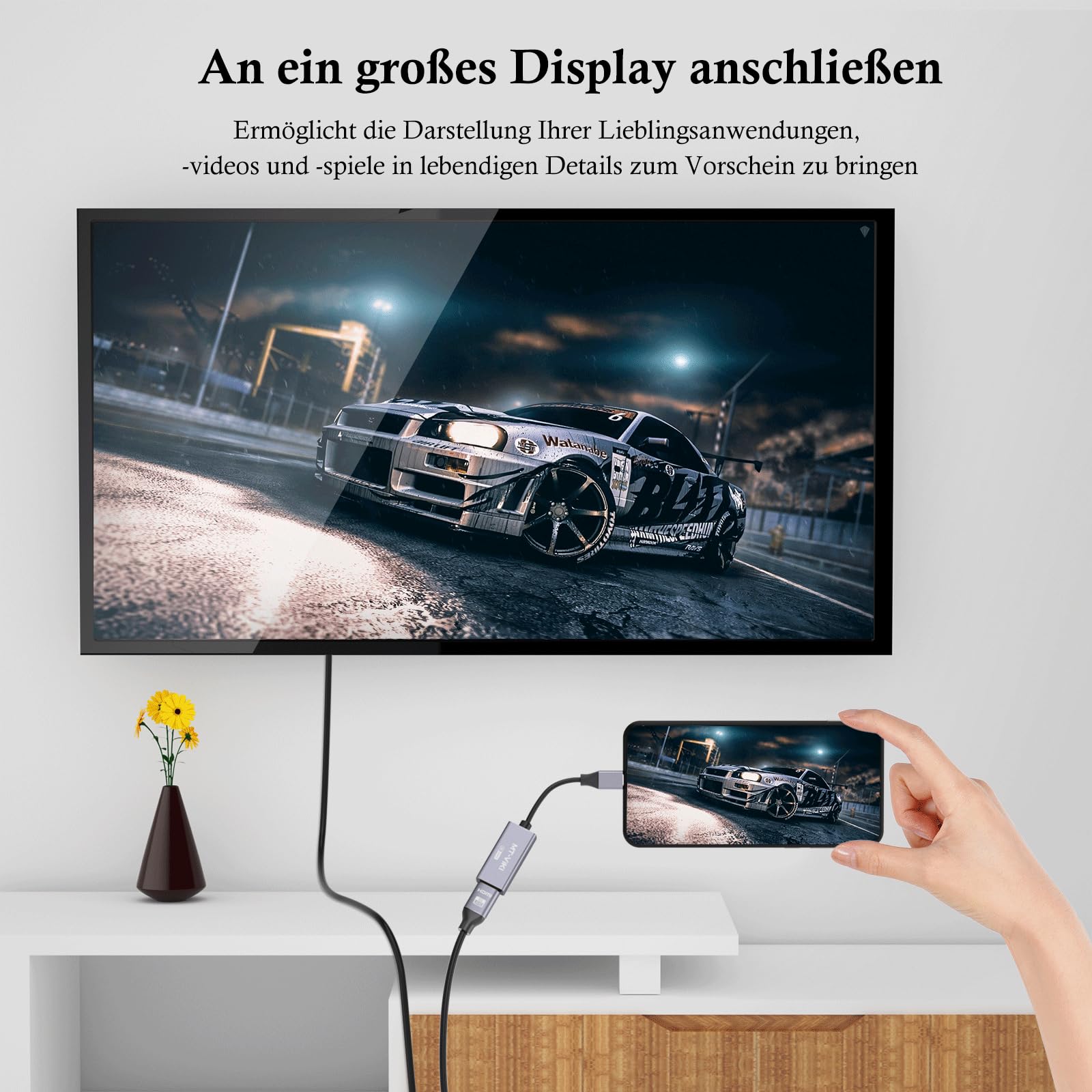 MT-VIKI Adapter 4K 120 Hz/8K 60 Hz USB C na HDMI, adapter Thunderbolt 3/4 USB C na HDMI 2.1, kompatybilny z MacBookiem iPad Surface Galaxy Dell i innymi 48 Gb/s