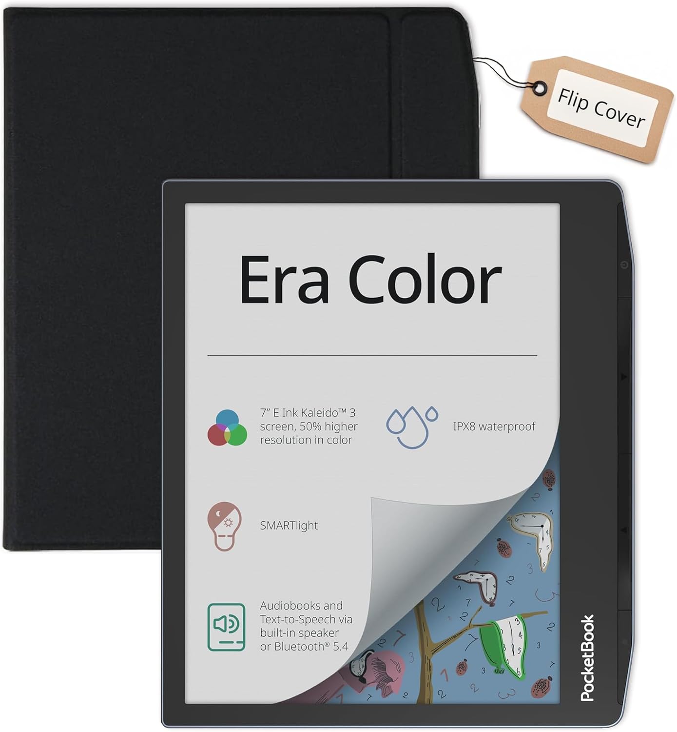 PocketBook Era Color E-Reader with Flip Cover | Eye-Friendly 7'' E-Ink Kaleido 3 Touch-Screen | Audio-Book & E-Book Reader | Waterproof | Text-to-Speech Function | Stormy Sea