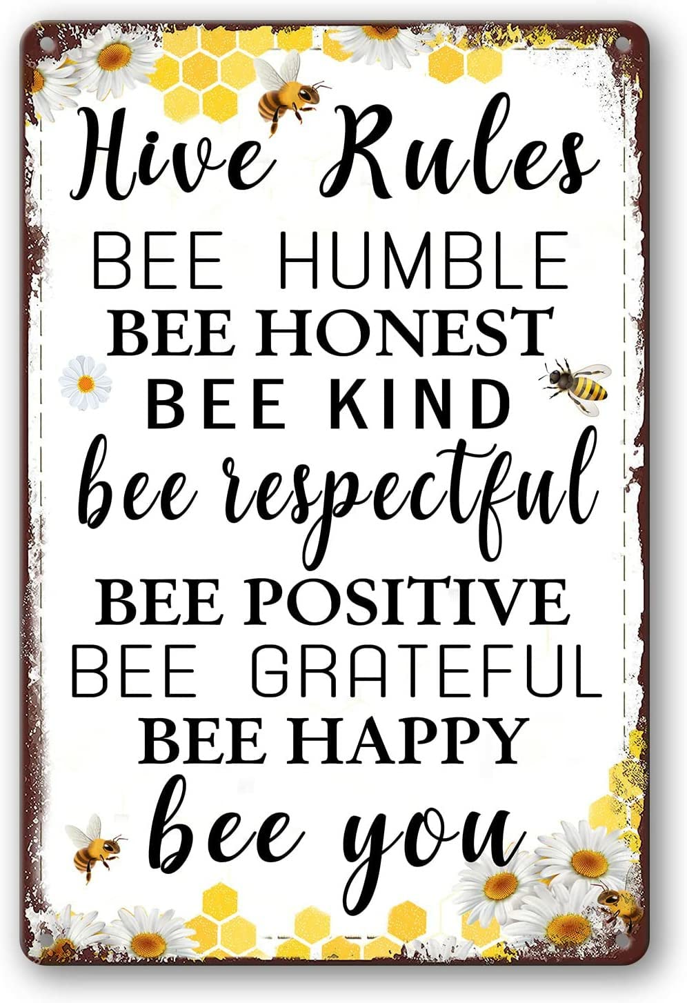 bee Garden Decoration, Beehive Rules, Beehive Classroom Decoration, Metal Tin Sign Vintage Decor Beer Tin Sign Wall Decor 5.5x8inch
