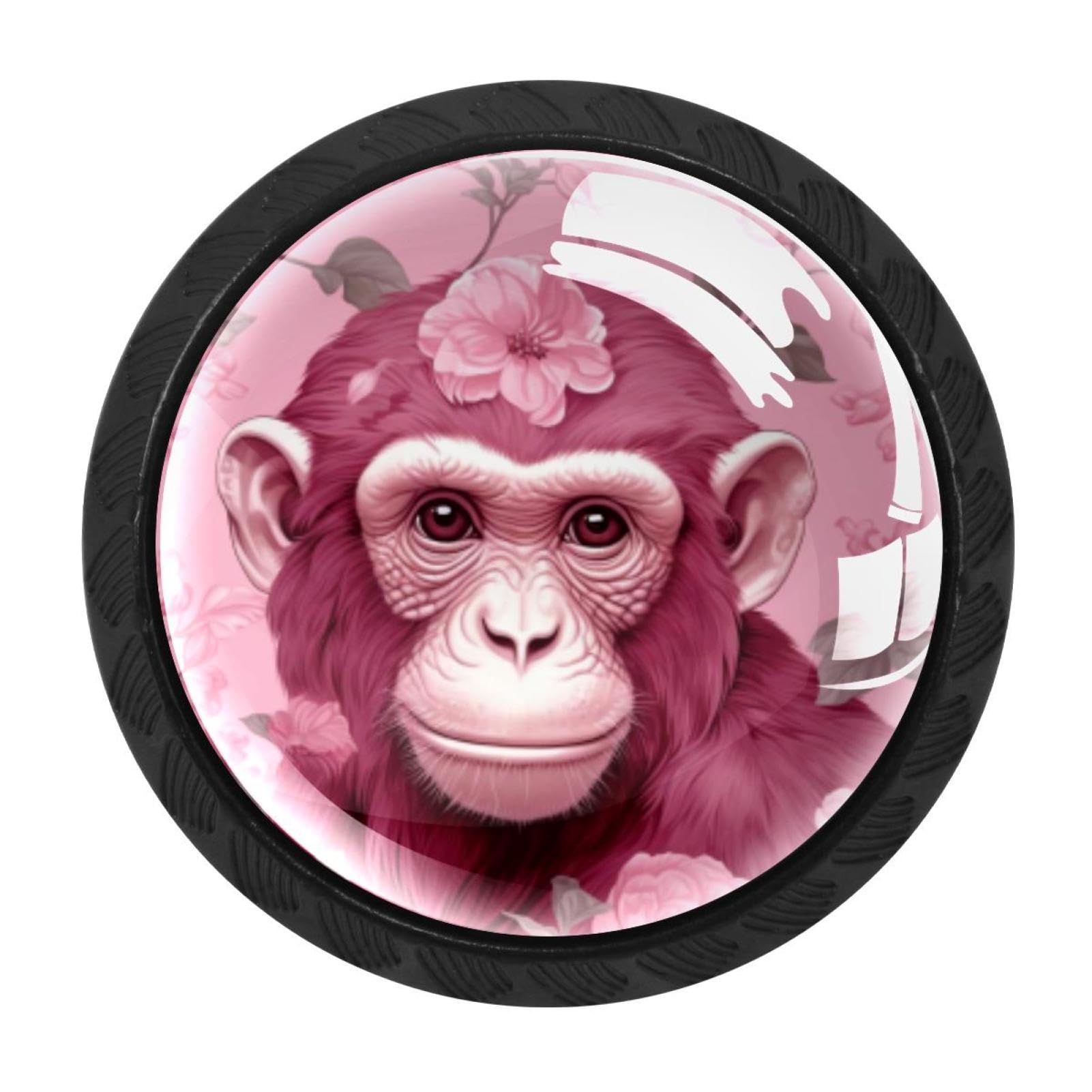 Chenzzzz Multicolored 08 4 Pack Black Pink Monkey Orangutan Cabinet Pulls With Screws, Kitchen Cabinet Knobs Hardware
