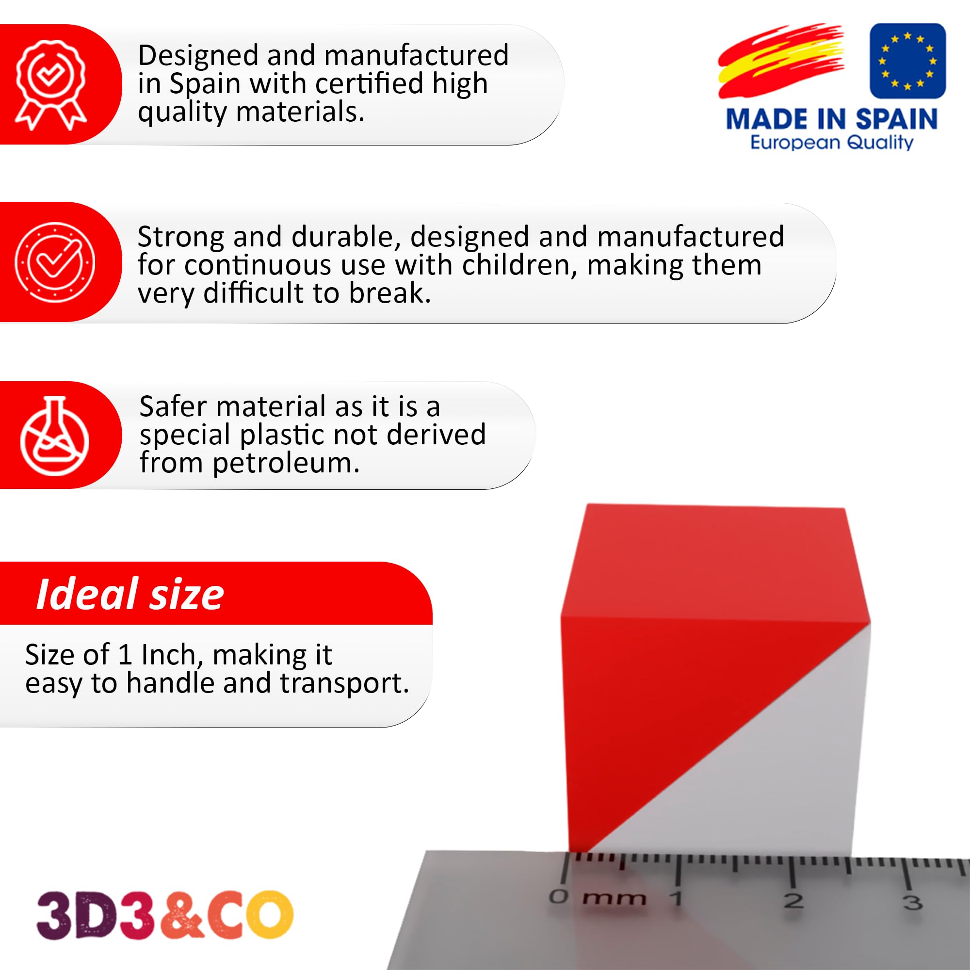 3D3 & CO - Kohs Rot-Weiß-Würfel, 2,5 cm, 9 Würfel für Test und Test wie WISC V und WAIS IV (Packung mit 2)