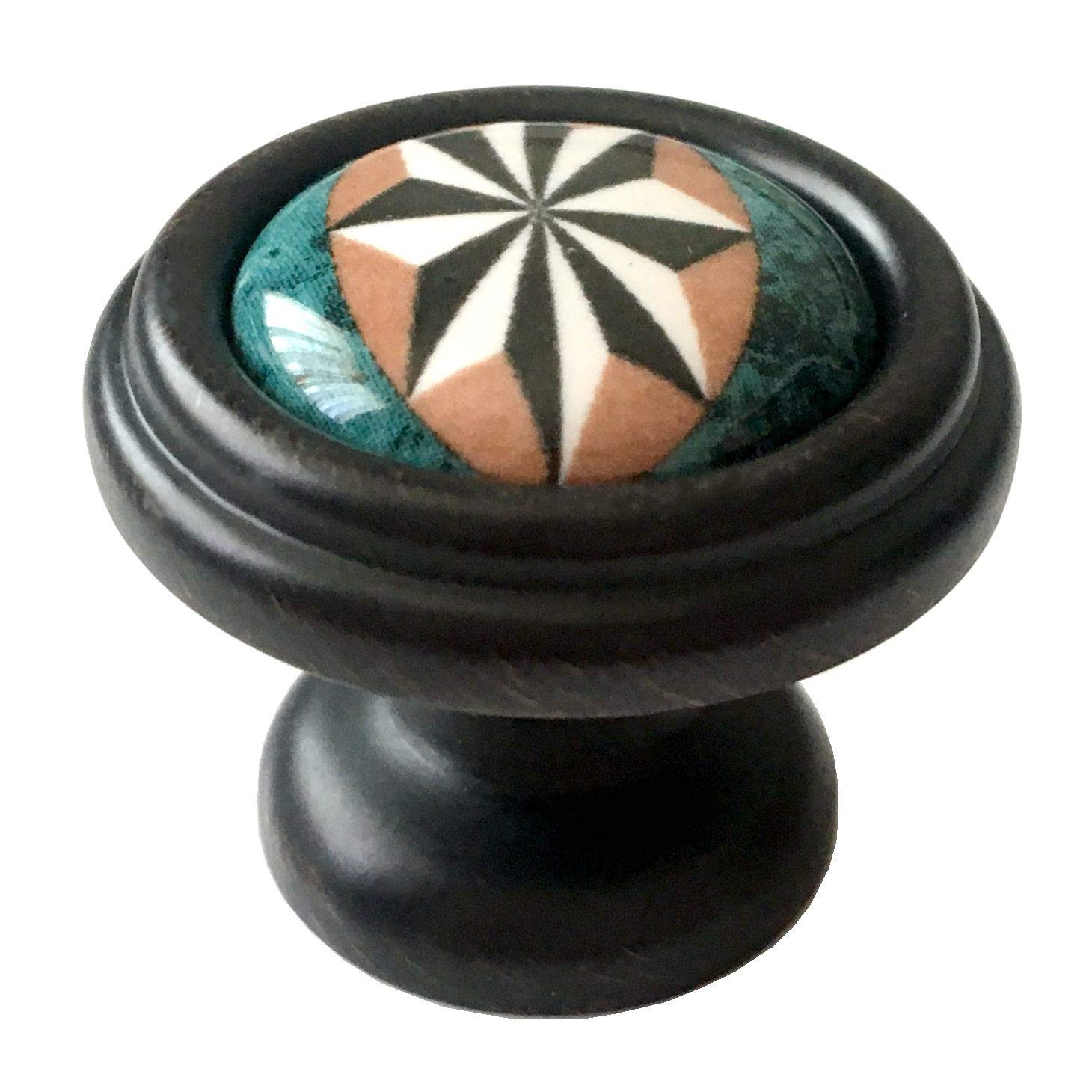 Bouton meuble céramique haut de gamme et finitions bronze huilé