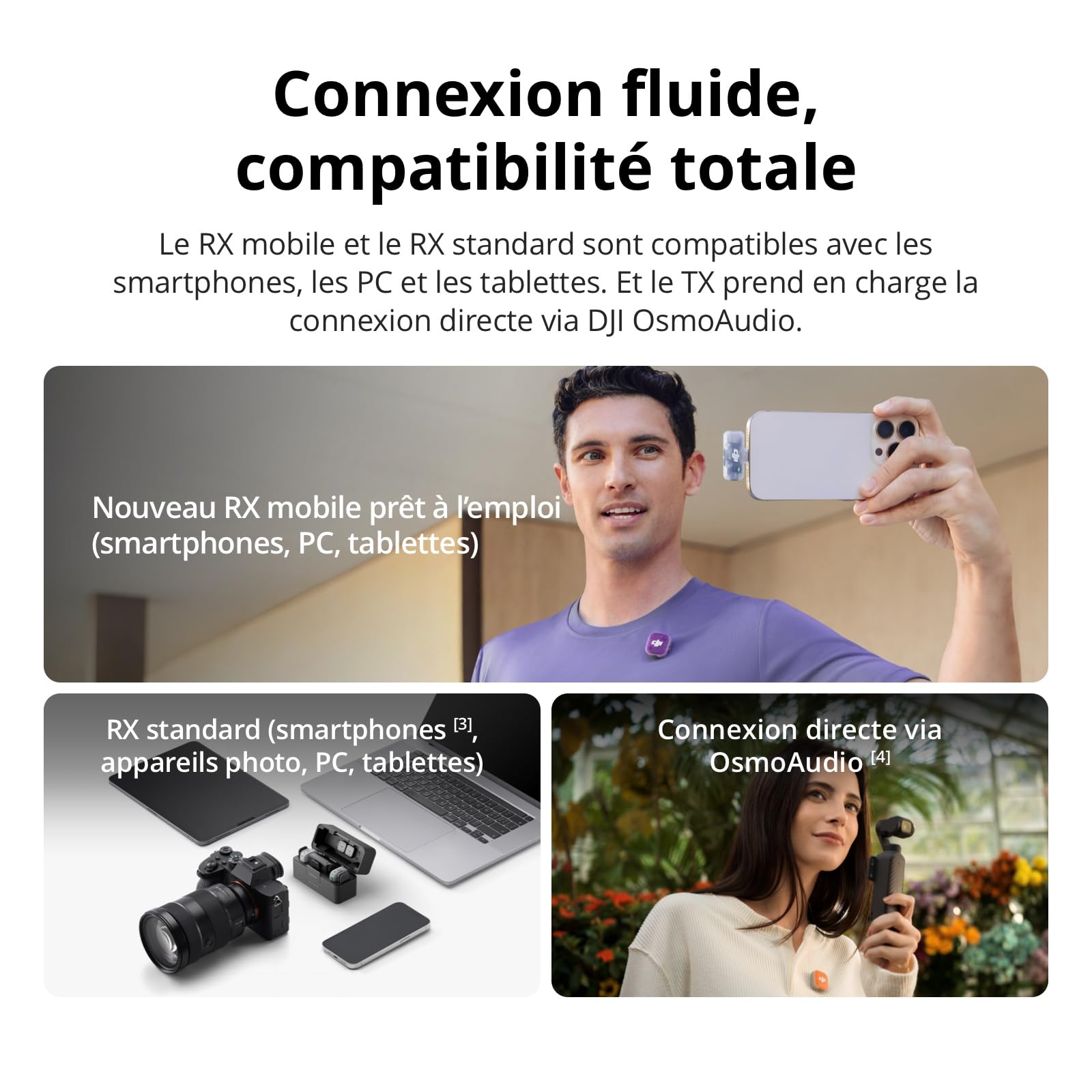 DJI Mic Mini 2 (2 TX + 1 RX Standard + boîtier de Recharge), Micro Cravate DJI, Micro sans Fil pour iPhone et Android/Appareil Photo/Tablette/PC, Transmission 400m, Cache magnétique Multicolore