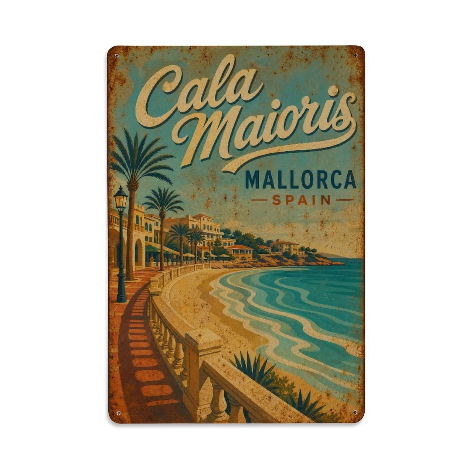Metal Tin Sign Mallorca Spain Vintage Travel