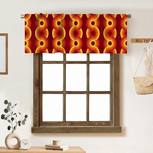 Miniatura 31 de Cortina de cenefa floral de los años 70, diseño retro con estampado de flores amarillas y verde lima, estilo de los años 70 y 60, cenefa con 70