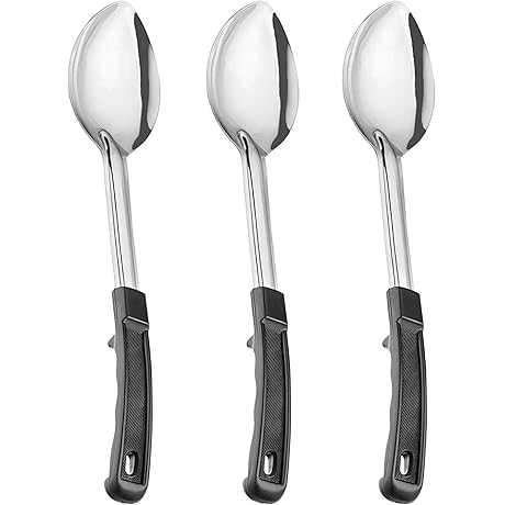 3 Large Stainless Steel Serving Spoons for Buffet [13 Inches]