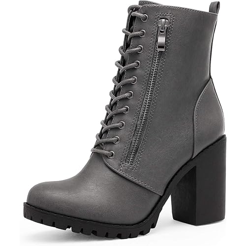 DREAM PAIRS Women's Combat Ankle Boots Chunky Heel Lace up Fashion Heeled Booties