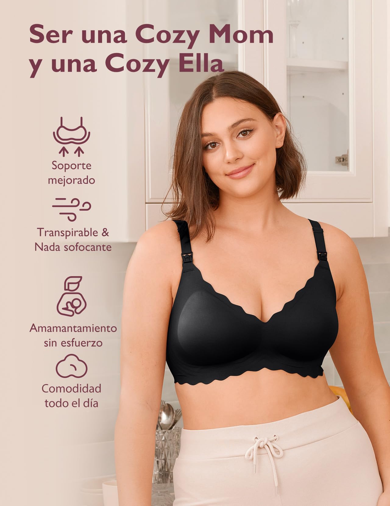 momcozy Sujetador Lactancia sin Costuras para Mujeres Embarazadas, Inalámbrico, con Soporte Jelly Strip y Diseño Clásico, Ideal para la Maternidad