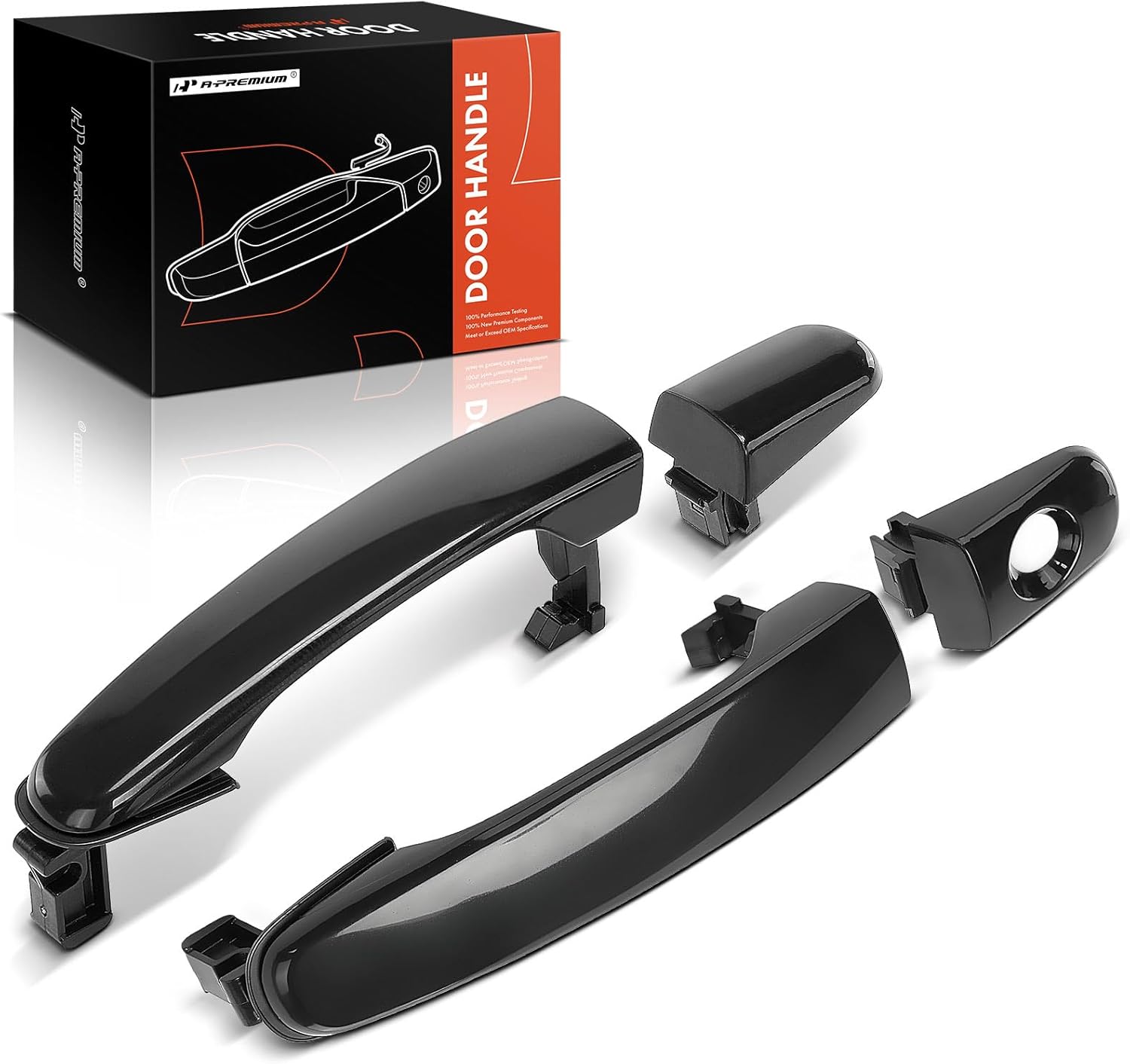 A-Premium Outside Exterior Door Handles Compatible with Chevrolet Equinox 2005-2009, Malibu 2004-2008, HHR & Suzuki XL-7 & Pontiac G6, Torrent, Smooth Black, 2-PC Set, Front Driver and Passenger Side