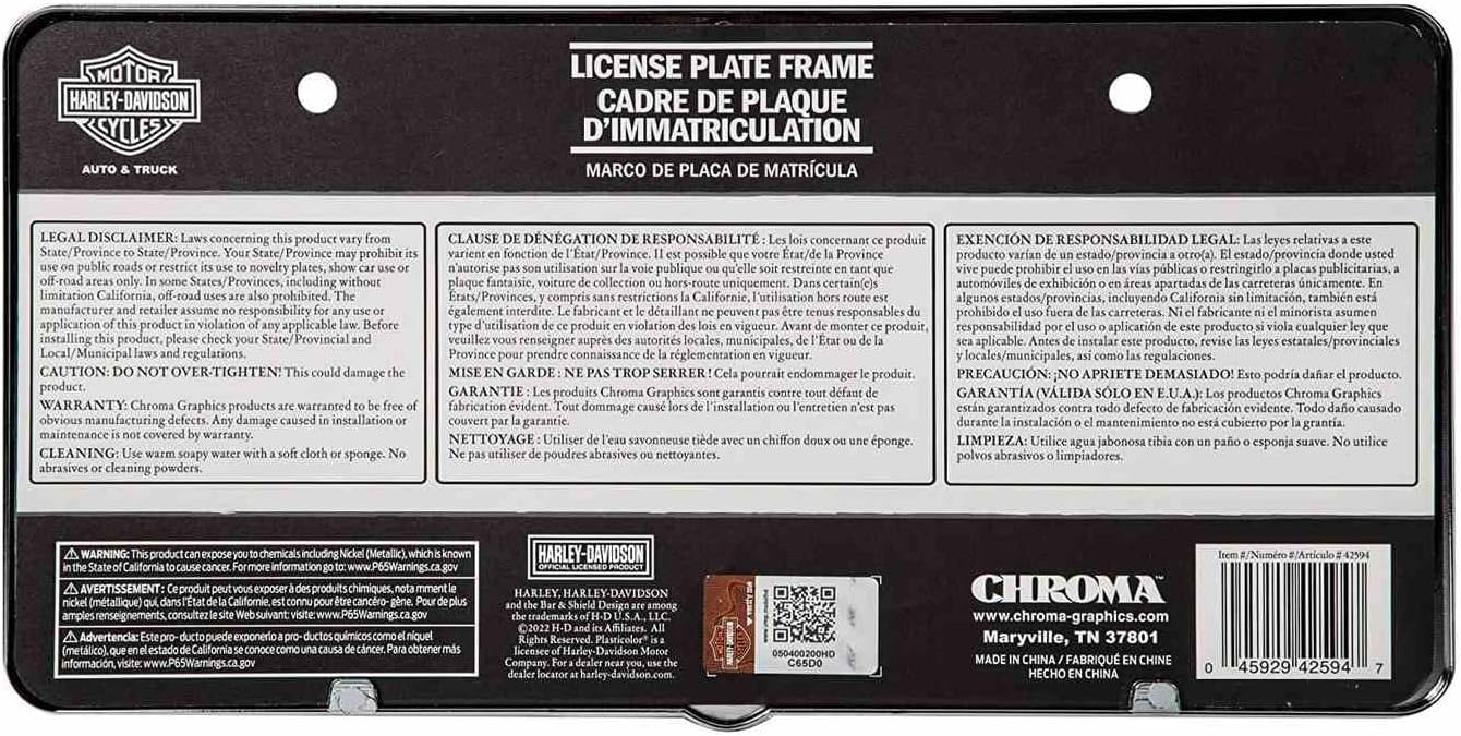 CHROMA 042594 Harley-Davidson Bar & Shield with Tribal Graphic Metal License Plate Frame